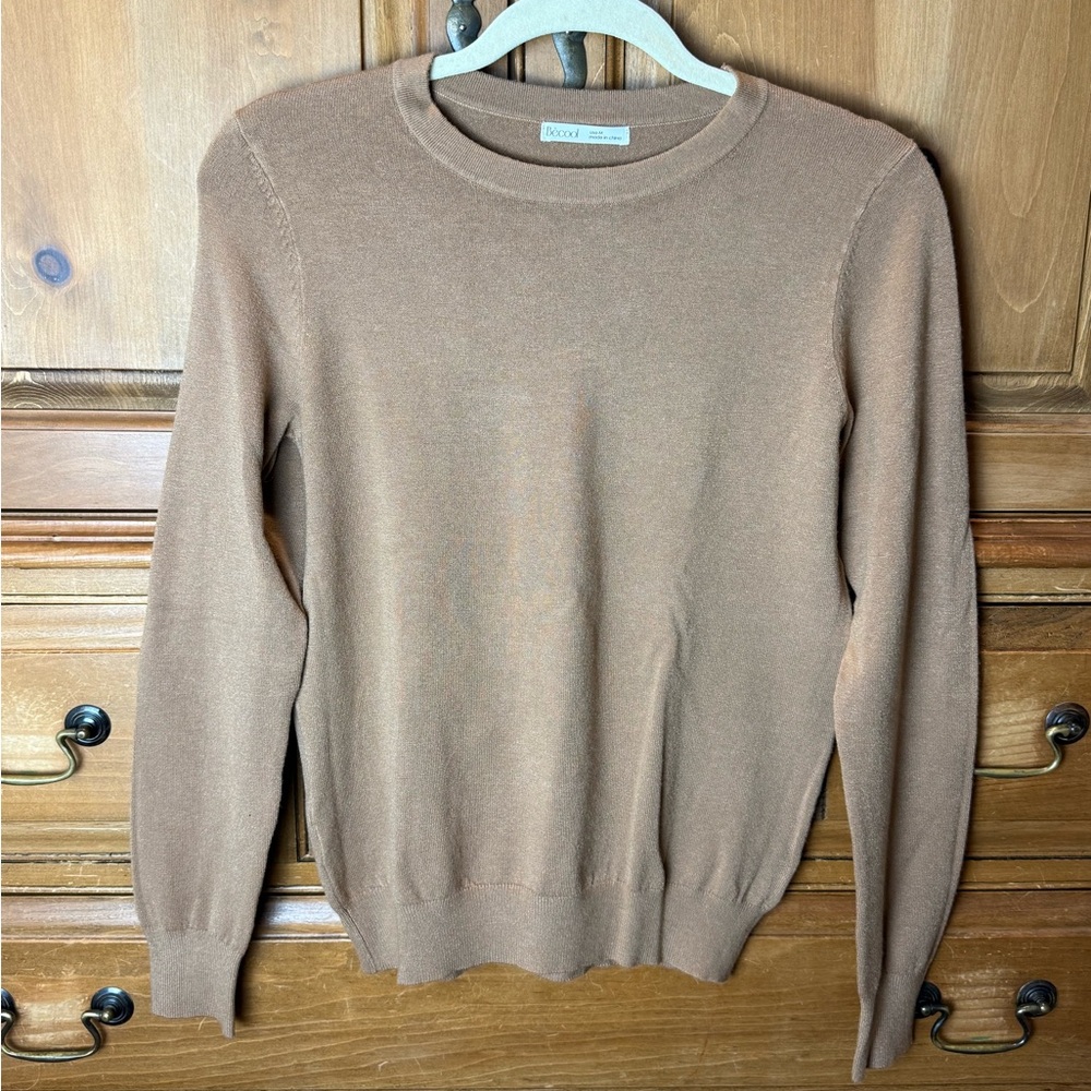 Be Cool Crewneck Sweater in Camel - Lightweight Everyday Knit